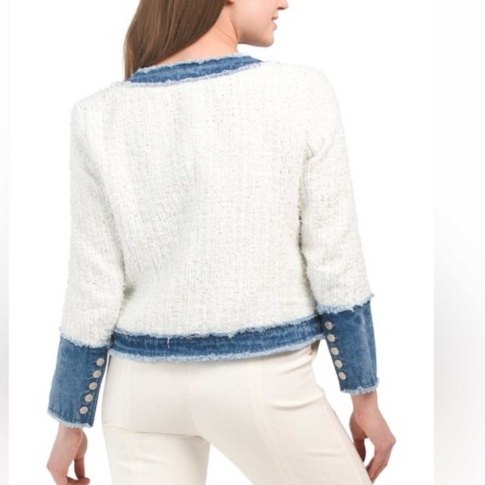 NANETTE NANETTE LEPORE denim trimmed Boucle Jacket